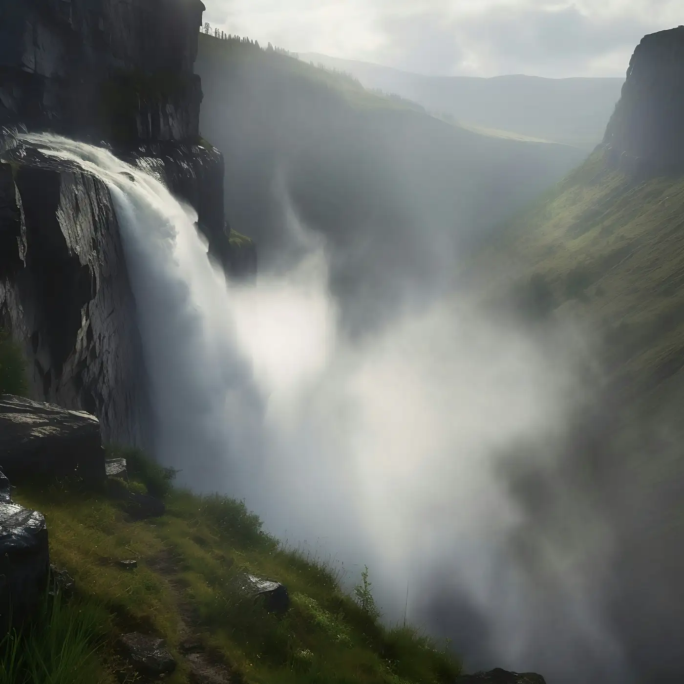 Misty Waterfall Oasis by BRENZKafrica