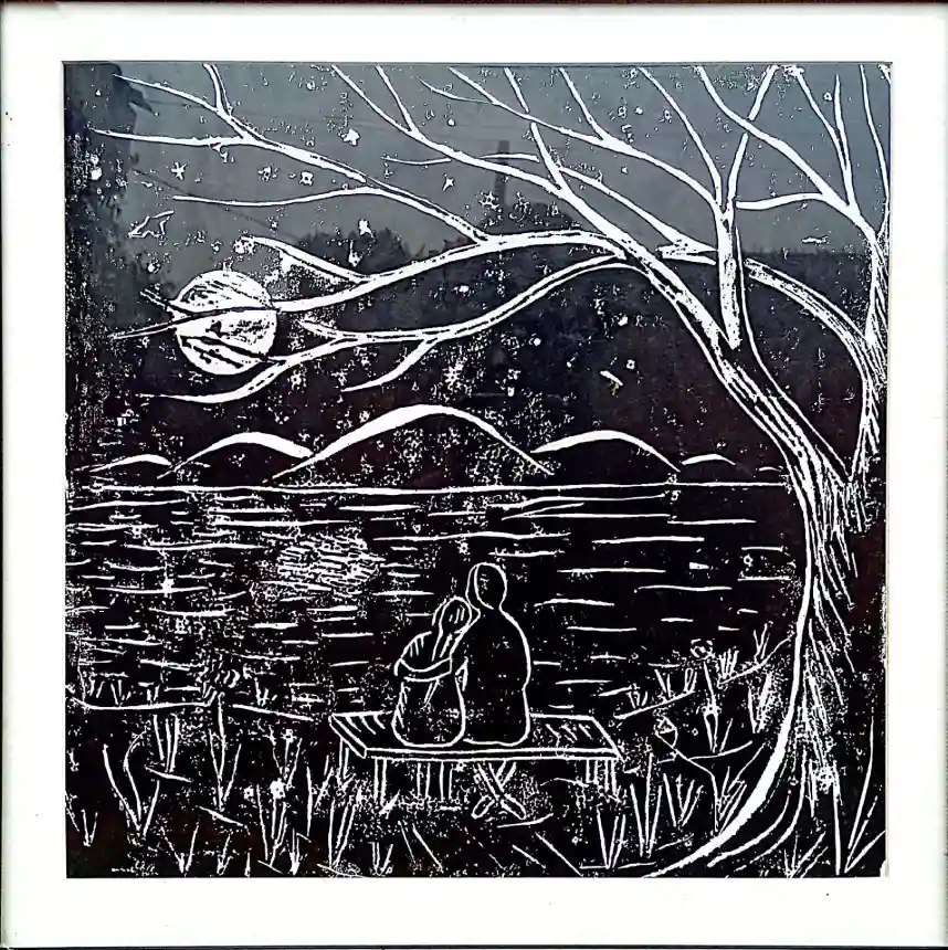Moonlit Lakeside Contemplation