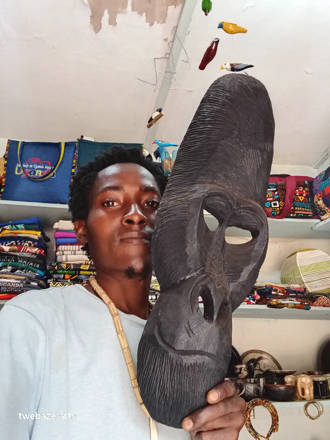 Hand-carved wooden gorilla mask