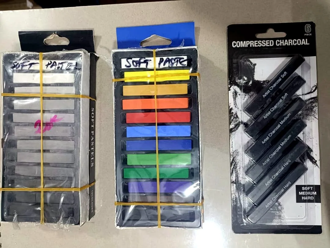 Assorted Soft Pastels and Charcoal Sticks 3